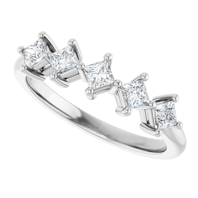10K Gold Square Lab-Grown Diamond Five-Stone Anniversary Band – 1/2–1 9/10 CTW (Style 123843) - White Gold - view 5