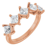 10K Gold Square Natural Diamond Five-Stone Anniversary Band – 5/8–1 9/10 CTW - Rose Gold