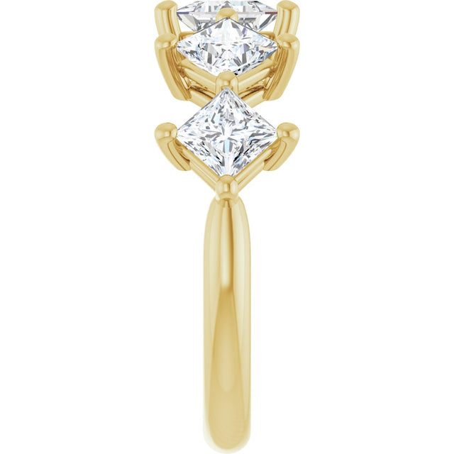 10K Gold Square Lab-Grown Diamond Five-Stone Anniversary Band – 2 CTW - Yellow Gold - view 4