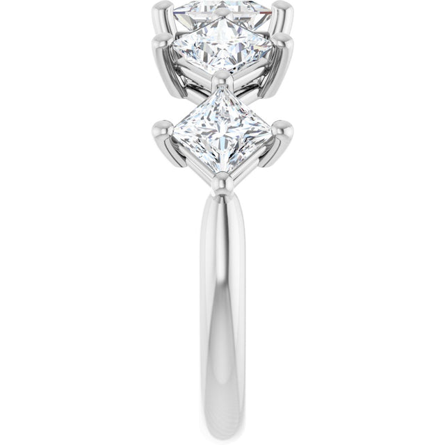 10K Gold Square Natural Diamond Five-Stone Anniversary Band – 5/8–1 9/10 CTW - White Gold - view 4