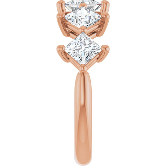 10K Gold Square Lab-Grown Diamond Five-Stone Anniversary Band – 2 CTW - Rose Gold - view 4