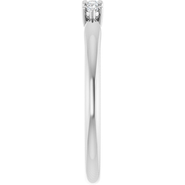 10K Gold Round Natural Diamond Five-Stone Anniversary Band – .07–1/5 CTW - White Gold - view 4
