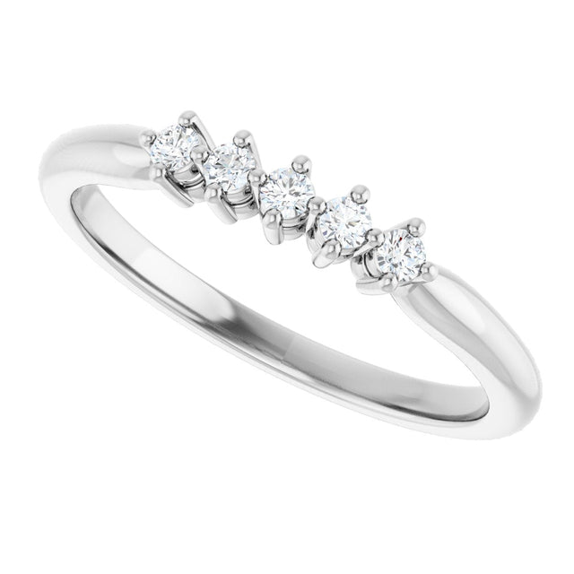 10K Gold Round Lab-Grown Diamond Five-Stone Anniversary Band – .07–1/3 CTW - White Gold - view 5