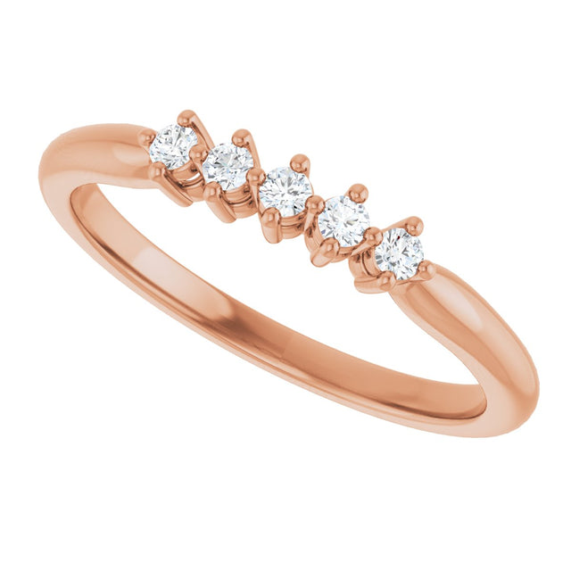 10K Gold Round Lab-Grown Diamond Five-Stone Anniversary Band – .07–1/3 CTW - Rose Gold - view 5