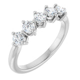 10K Gold Round Lab-Grown Diamond Five-Stone Anniversary Band – 3/8–3/4 CTW - White Gold