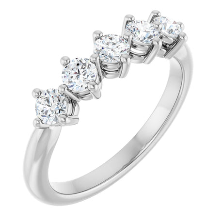 10K Gold Round Lab-Grown Diamond Five-Stone Anniversary Band – 3/8–3/4 CTW - White Gold