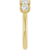 10K Gold Round Natural Diamond Five-Stone Anniversary Band – 1/3–3/4 CTW (Style 123843) - Yellow Gold - view 4