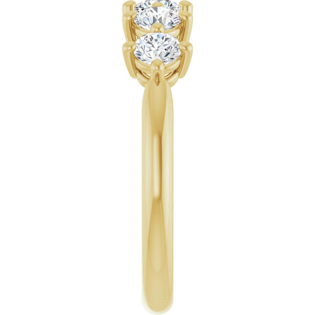 10K Gold Round Natural Diamond Five-Stone Anniversary Band – 1/3–3/4 CTW (Style 123843) - Yellow Gold - view 4