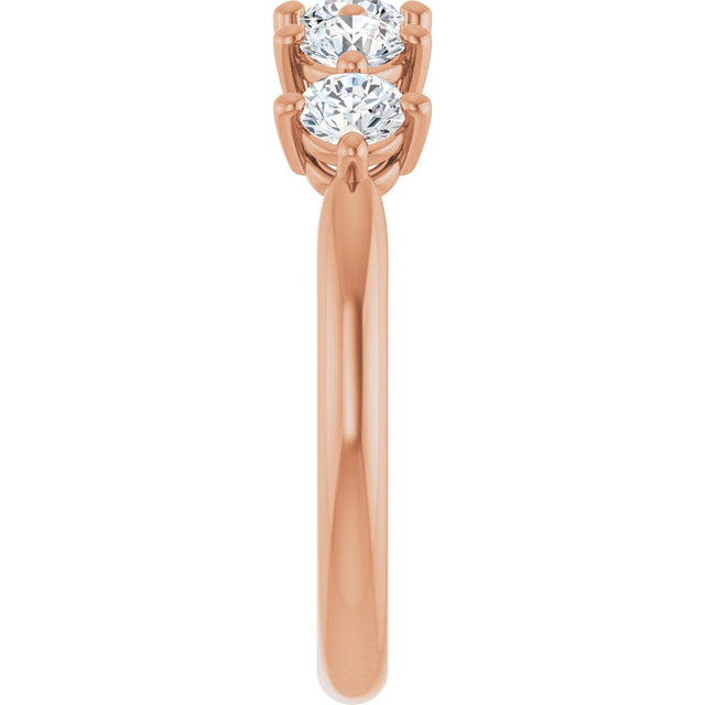 10K Gold Round Natural Diamond Five-Stone Anniversary Band – 1/3–3/4 CTW (Style 123843) - Rose Gold - view 4