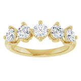 10K Gold Round Lab-Grown Diamond Five-Stone Anniversary Band – 9/10–1 5/8 CTW - Yellow Gold - view 3