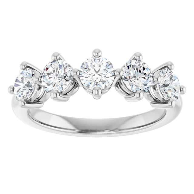 10K Gold Round Lab-Grown Diamond Five-Stone Anniversary Band – 9/10–1 5/8 CTW - White Gold - view 3