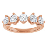 10K Gold Round Lab-Grown Diamond Five-Stone Anniversary Band – 9/10–1 5/8 CTW - Rose Gold - view 3