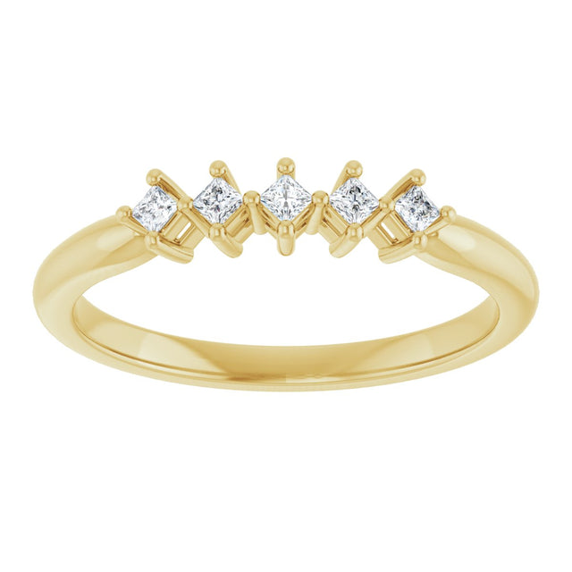 10K Gold Square Lab-Grown Diamond Five-Stone Anniversary Band – .07–3/8 CTW - Yellow Gold - view 3