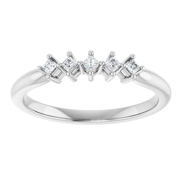 10K Gold Square Lab-Grown Diamond Five-Stone Anniversary Band – .07–3/8 CTW - White Gold - view 3