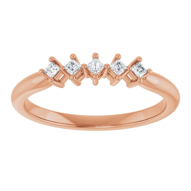 10K Gold Square Lab-Grown Diamond Five-Stone Anniversary Band – .07–3/8 CTW - Rose Gold - view 3