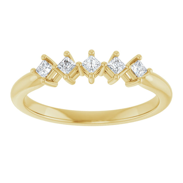 10K Gold Square Natural Diamond Five-Stone Anniversary Band – .07–1/2 CTW - Yellow Gold - view 3