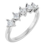14K Gold Square Natural Diamond Five-Stone Anniversary Band – 3/8–1 1/8 CTW - White Gold