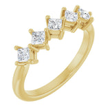 14K Gold Square Natural Diamond Five-Stone Anniversary Band – 3/8–1 1/8 CTW - Yellow Gold