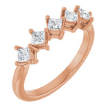 10K Gold Square Natural Diamond Five-Stone Anniversary Band – .07–1/2 CTW - Rose Gold