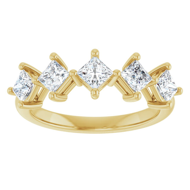 10K Gold Square Natural Diamond Five-Stone Anniversary Band – 5/8–1 9/10 CTW - Yellow Gold - view 3