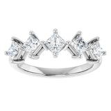 10K Gold Square Natural Diamond Five-Stone Anniversary Band – 5/8–1 9/10 CTW - White Gold - view 3