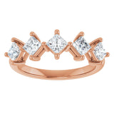 10K Gold Square Lab-Grown Diamond Five-Stone Anniversary Band – 1/2–1 9/10 CTW (Style 123843) - Rose Gold - view 3