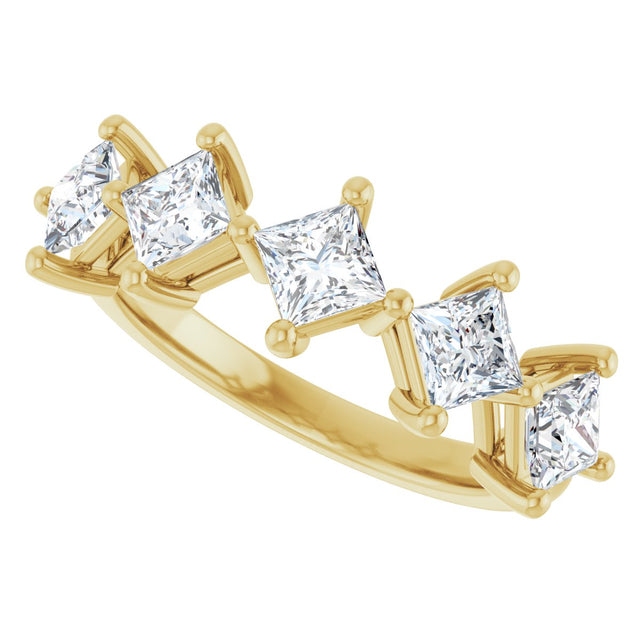 10K Gold Square Lab-Grown Diamond Five-Stone Anniversary Band – 1/2–1 9/10 CTW (Style 123843) - Yellow Gold - view 5