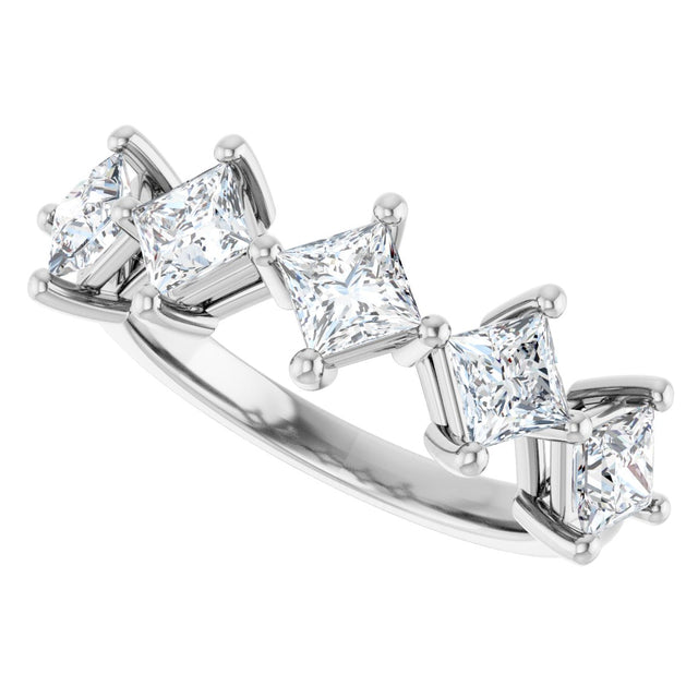 10K Gold Square Lab-Grown Diamond Five-Stone Anniversary Band – 1/2–1 9/10 CTW (Style 123843) - White Gold - view 5