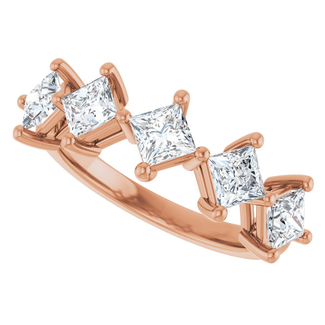 10K Gold Square Lab-Grown Diamond Five-Stone Anniversary Band – 1/2–1 9/10 CTW (Style 123843) - Rose Gold - view 5