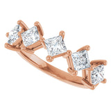 10K Gold Square Natural Diamond Five-Stone Anniversary Band – 5/8–1 9/10 CTW - Rose Gold - view 5