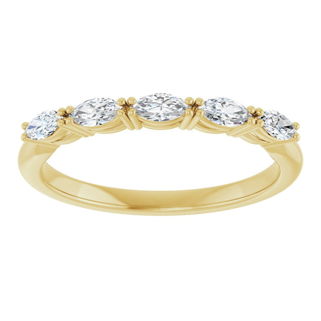 14K Gold Marquise Lab-Grown Diamond Five-Stone Anniversary Band – 1/3–1/2 CTW - Yellow Gold - view 3
