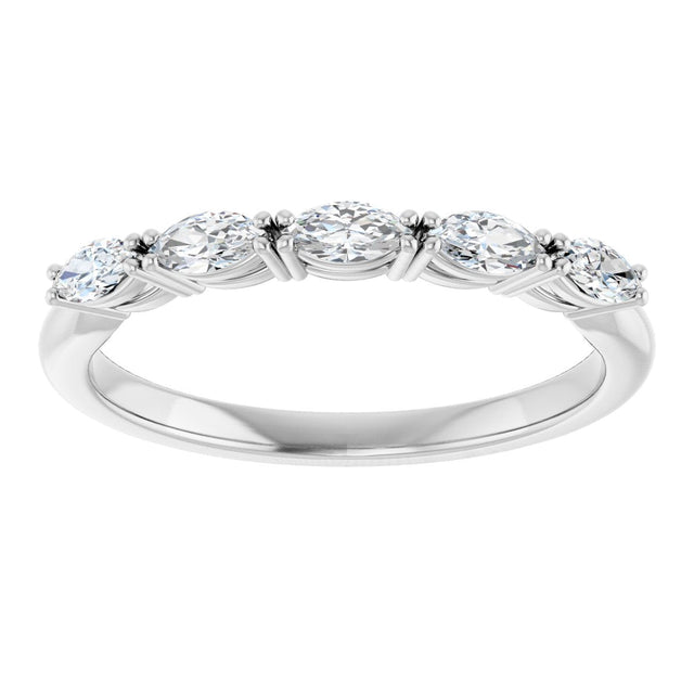 14K Gold Marquise Lab-Grown Diamond Five-Stone Anniversary Band – 1/3–1/2 CTW - White Gold - view 3