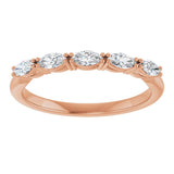 14K Gold Marquise Lab-Grown Diamond Five-Stone Anniversary Band – 1/3–1/2 CTW - Rose Gold - view 3