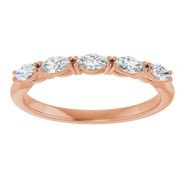 14K Gold Marquise Lab-Grown Diamond Five-Stone Anniversary Band – 1/3–1/2 CTW - Rose Gold - view 3