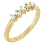 10K Gold Round Natural Diamond Five-Stone Anniversary Band – .07–1/5 CTW - Yellow Gold