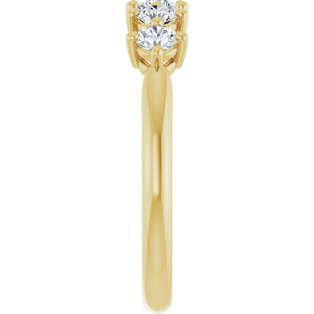 10K Gold Round Natural Diamond Five-Stone Anniversary Band – 1/3–3/4 CTW (Style 123843) - Yellow Gold - view 4
