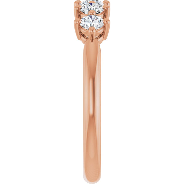 10K Gold Round Natural Diamond Five-Stone Anniversary Band – 1/3–3/4 CTW (Style 123843) - Rose Gold - view 4