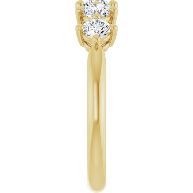 10K Gold Round Lab-Grown Diamond Five-Stone Anniversary Band – 3/8–3/4 CTW - Yellow Gold - view 4