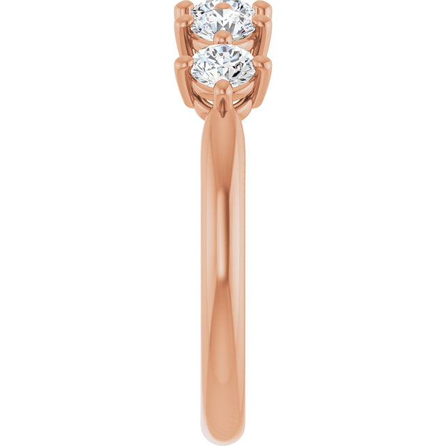 10K Gold Round Natural Diamond Five-Stone Anniversary Band – 1/3–3/4 CTW (Style 123843) - Rose Gold - view 4