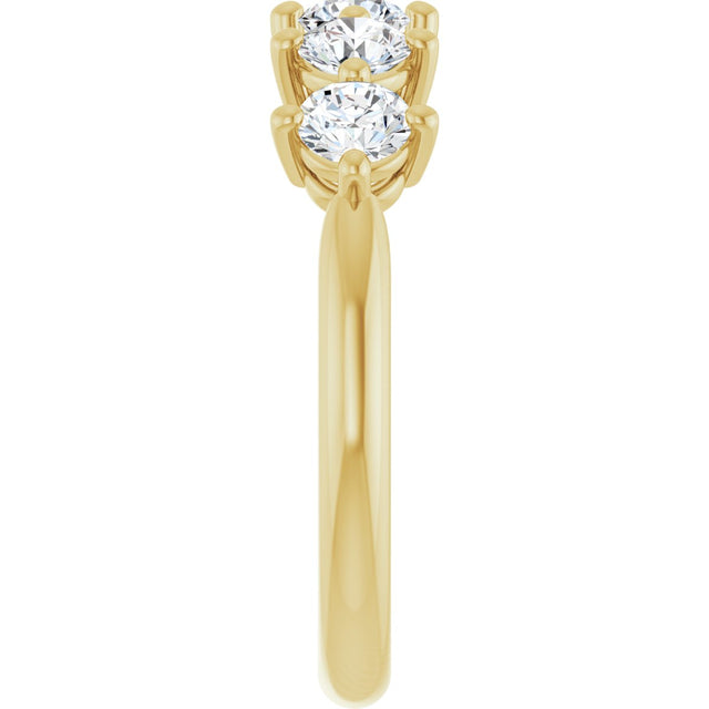 10K Gold Round Natural Diamond Five-Stone Anniversary Band – 1–1 1/2 CTW - Yellow Gold - view 4