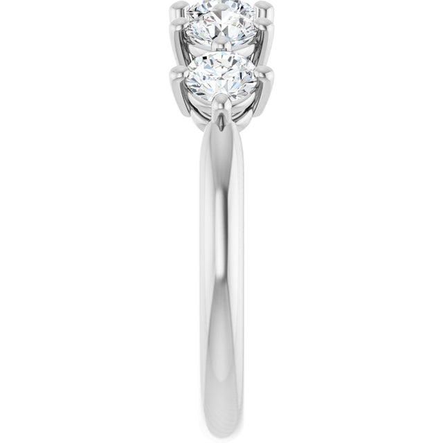 10K Gold Round Natural Diamond Five-Stone Anniversary Band – 1–1 1/2 CTW - White Gold - view 4