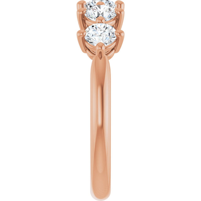 10K Gold Round Lab-Grown Diamond Five-Stone Anniversary Band – 9/10–1 5/8 CTW - Rose Gold - view 4
