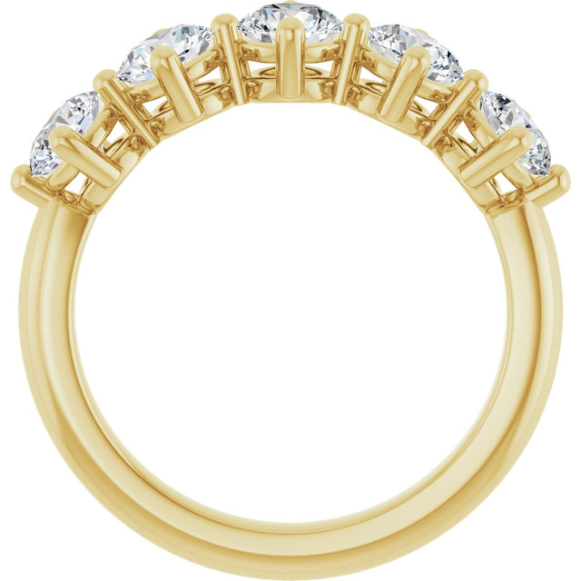 10K Gold Round Lab-Grown Diamond Five-Stone Anniversary Band – 9/10–1 5/8 CTW - Yellow Gold - view 2