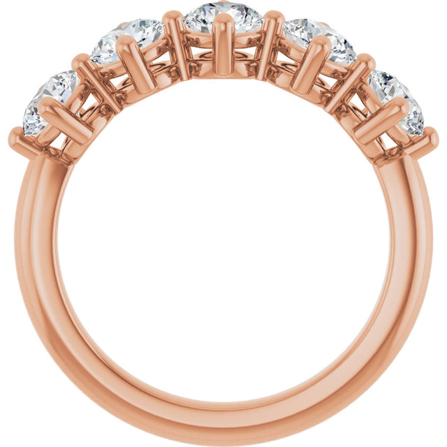 10K Gold Round Lab-Grown Diamond Five-Stone Anniversary Band – 9/10–1 5/8 CTW - Rose Gold - view 2