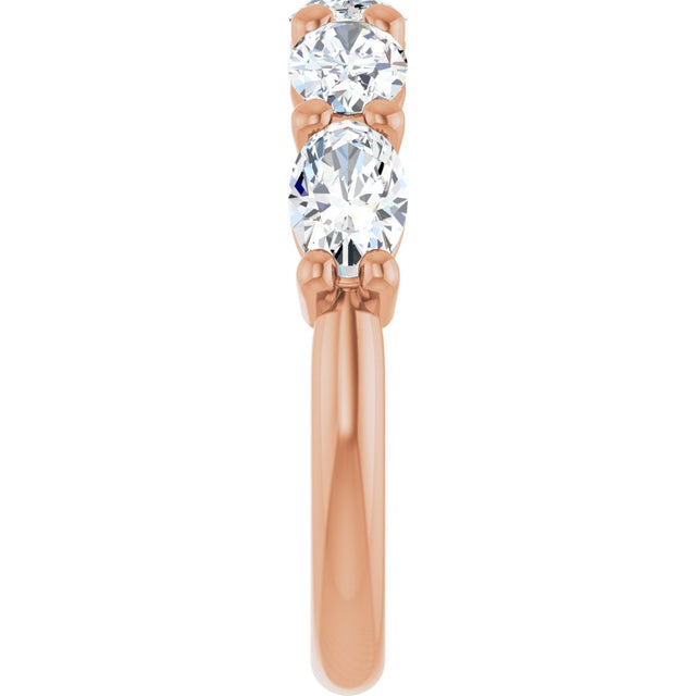 10K Gold Oval Lab-Grown Diamond Five-Stone Anniversary Band – 9/10–2 CTW - Rose Gold - view 4