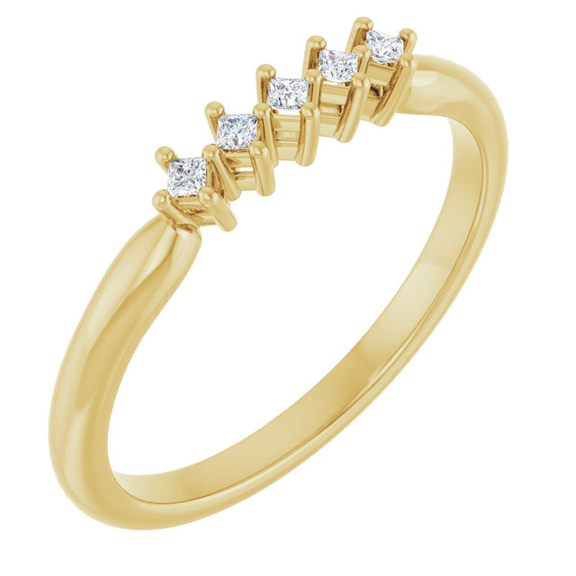 10K Gold Square Natural Diamond Five-Stone Anniversary Band – .07–1/2 CTW - Yellow Gold