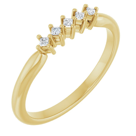 10K Gold Square Lab-Grown Diamond Five-Stone Anniversary Band – .07–3/8 CTW - Yellow Gold