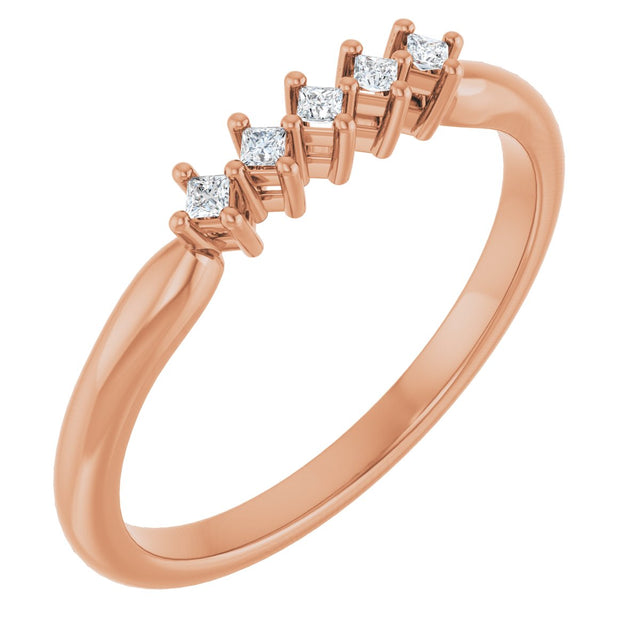 10K Gold Square Lab-Grown Diamond Five-Stone Anniversary Band – .07–3/8 CTW - Rose Gold