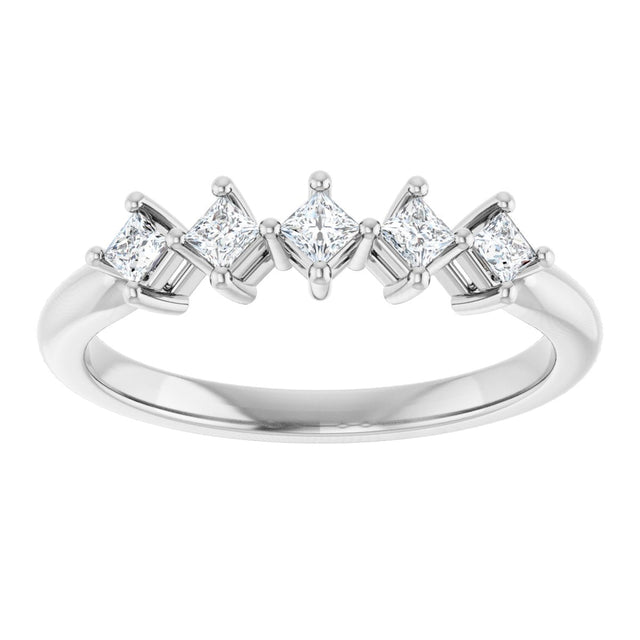 10K Gold Square Natural Diamond Five-Stone Anniversary Band – .07–1/2 CTW - White Gold - view 3