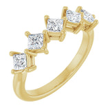 10K Gold Square Natural Diamond Five-Stone Anniversary Band – 5/8–1 9/10 CTW - Yellow Gold